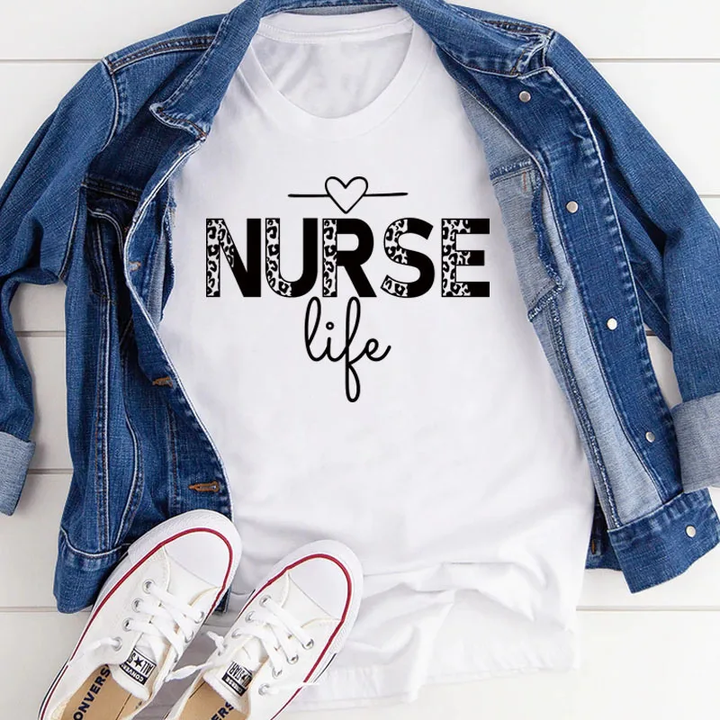 Medical Staff Nurse Letters New round neck gift Personalized Name Nurse Short Sleeve dress Harajuku Cotton 100%T