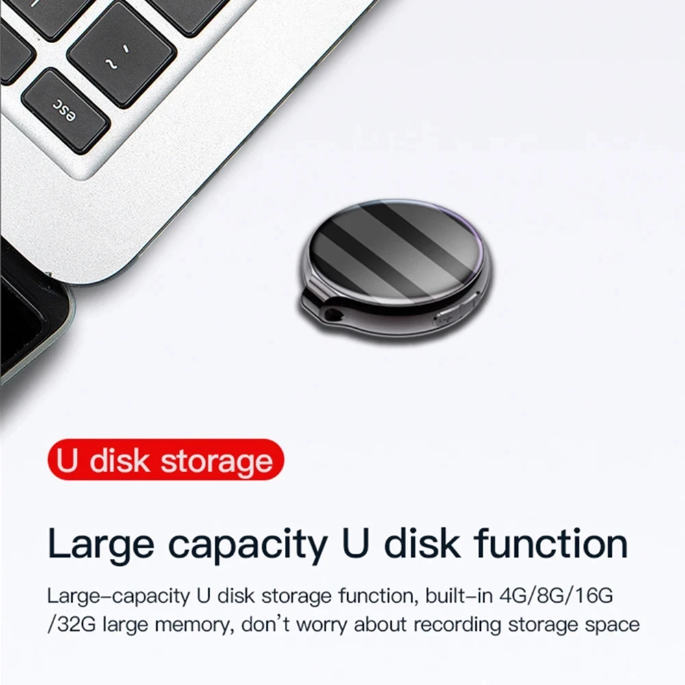 مسجل صوت صغير على شكل قلادة ، تقليل الضوضاء ، سجل الصوت ، إملاء صغير مفعل ، جهاز احترافي ، دعم الاستماع ، OTG ، 4-32GB