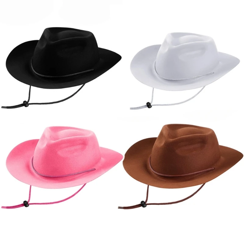 50JB Western Cowboy Hat for Girl Kids Theme Party Cowgirl Hat Soft Sun Protective Hat