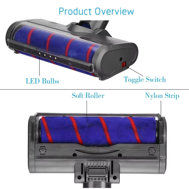 Motorized Floor Brush Head Tool Kit For Dyson V6 DC45 DC58 DC61 DC62 DC74 Vacuum Cleaner Soft Sweeper Roller Brush Replacement
