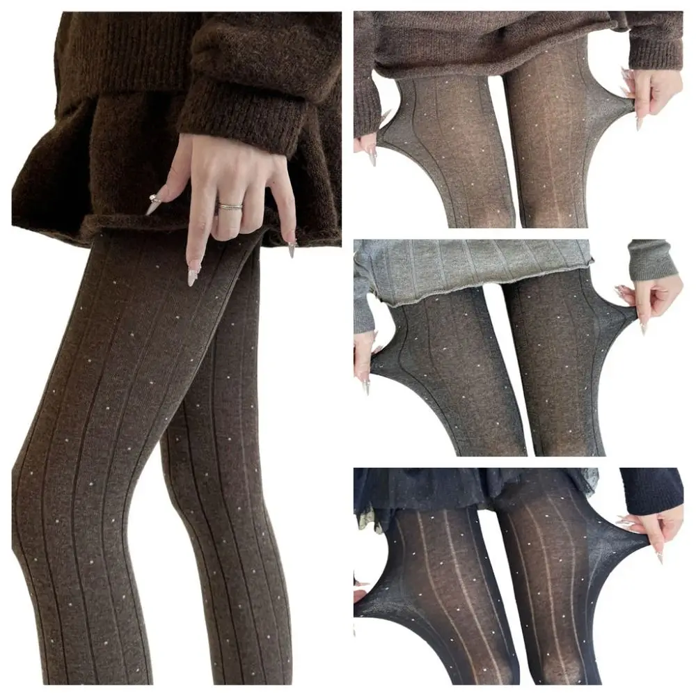 Medias esenciales con patrón de lunares, Material de algodón, medias cómodas, mallas de moda con textura acanalada