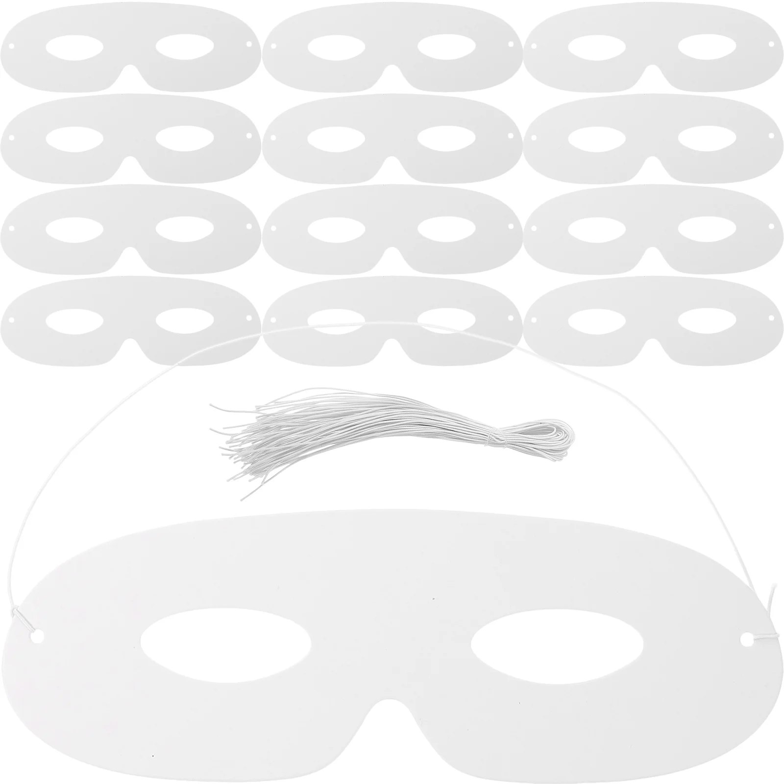 40 Pcs Eye Masks Masquerade Costume Cosplay Accessory Unpainted DIY Party Clothing Blank Paper White Child Half