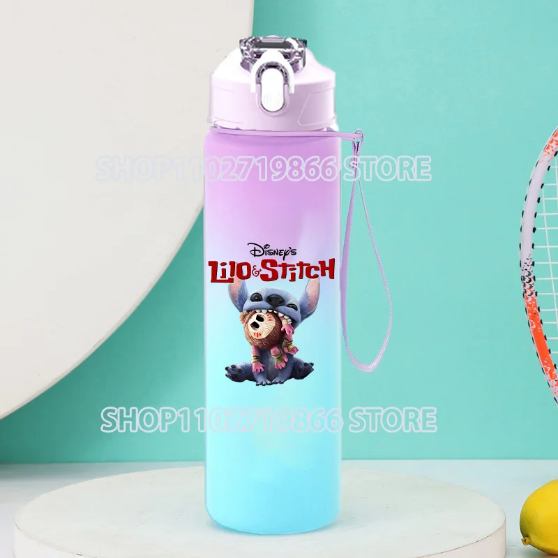 Bottiglia d'acqua Lilo e Stitch da 750 ml con cannuccia Cartoon Anime Pattern Bottiglie sportive stampate Ragazzi Ragazze Regali per feste di compleanno carini