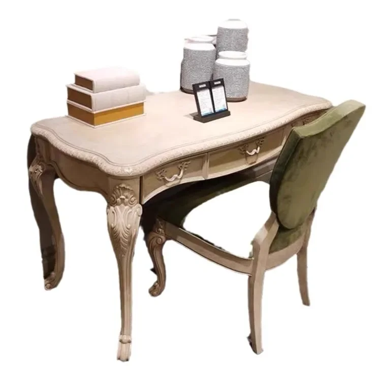 

Solid wood, desk, European style, retro, carved, study, desk, computer desk furniture