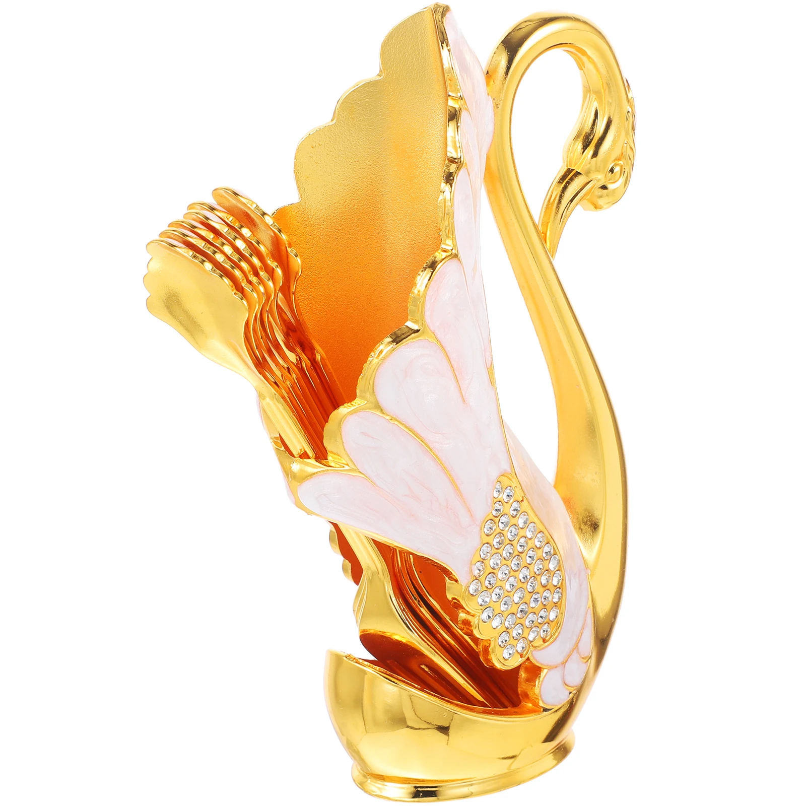 

1 set Swan Fork Holder Set Decorative Kitchen Dessert Ice Cream Fruit Forks Coffee Scoop Stand Zinc Alloy Unique Cutlery