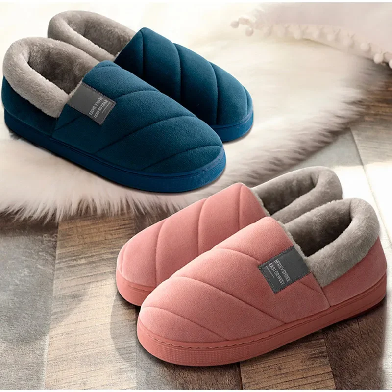 Big Size 48 49 Women Men Warm Home Slippers Couples Winter Plush Slides Comfort Home Floor Flats Indoor Bedroom Non Slip Shoes