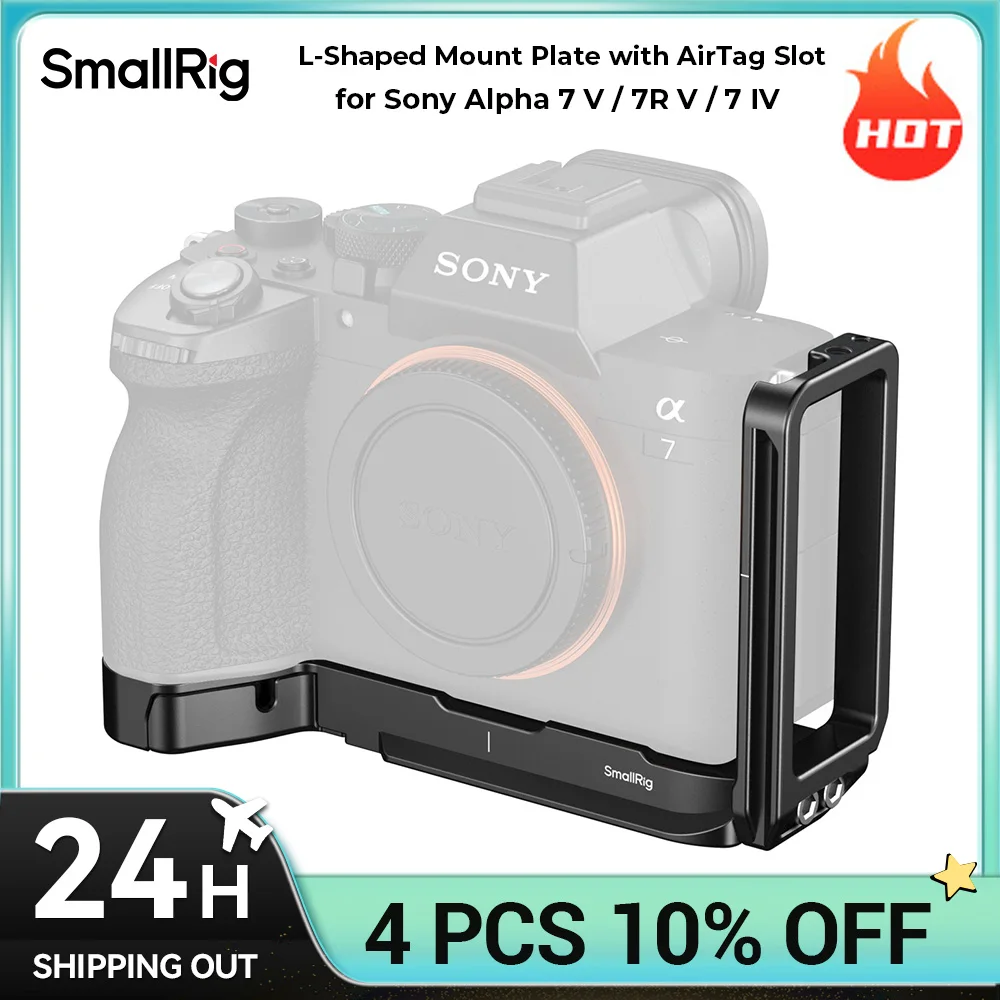 

Пластина-крепление SmallRig L-образной формы с отсеком для AirTag для Sony Alpha 7 V / 7R V / 7 IV, интегрированное крепление Arca-Swiss для DJI RS 4 / RS 4 Pro