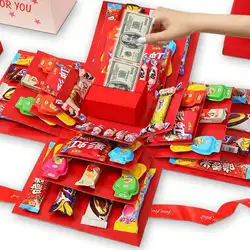 DIY Creative Explosion Gift Wrap Box To Create A 5-Layer Of Various Gifts Birthday Mysterious Gift Valentine's Day Gifts Decor