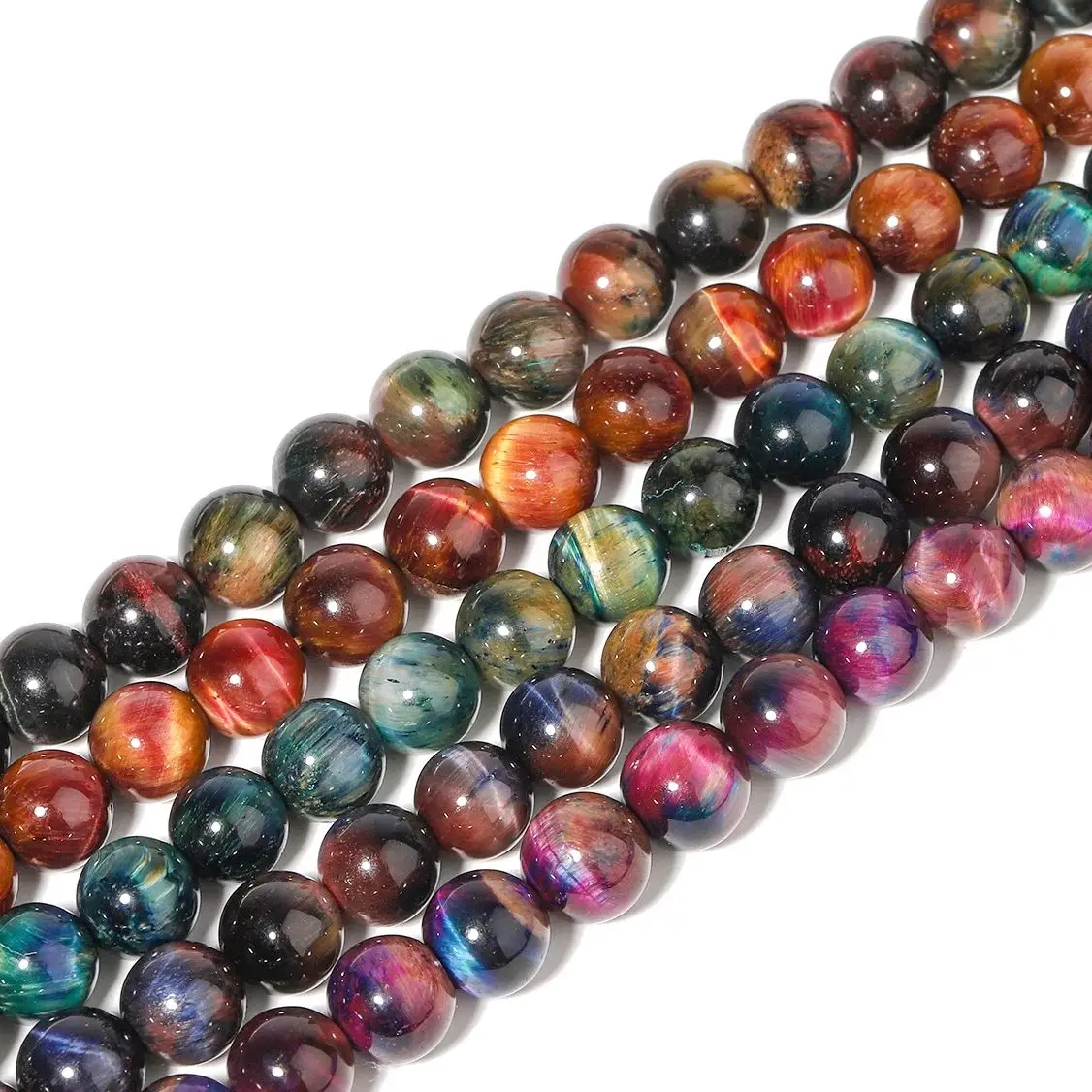 6/8/10mm Natural Tiger Eye Stone Colorful Bicolor Beads Loose Round Beads Charms Fashion Jewelry Making DIY Bracelet Accessories