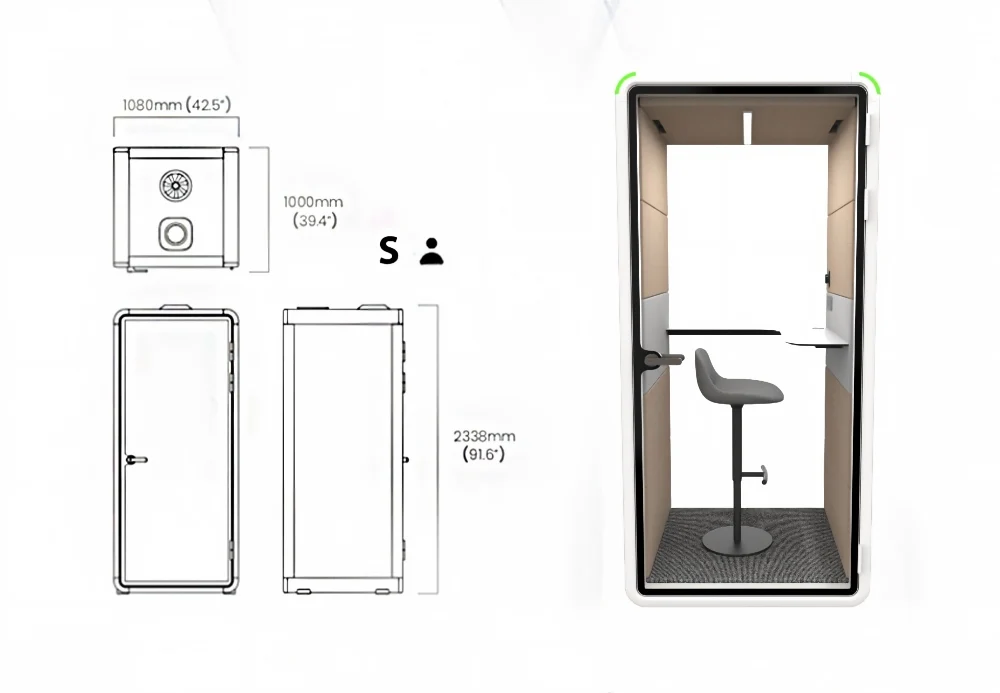 Soundproof Office Pod Private Phone Booth Acoustic Meeting Room Cabin