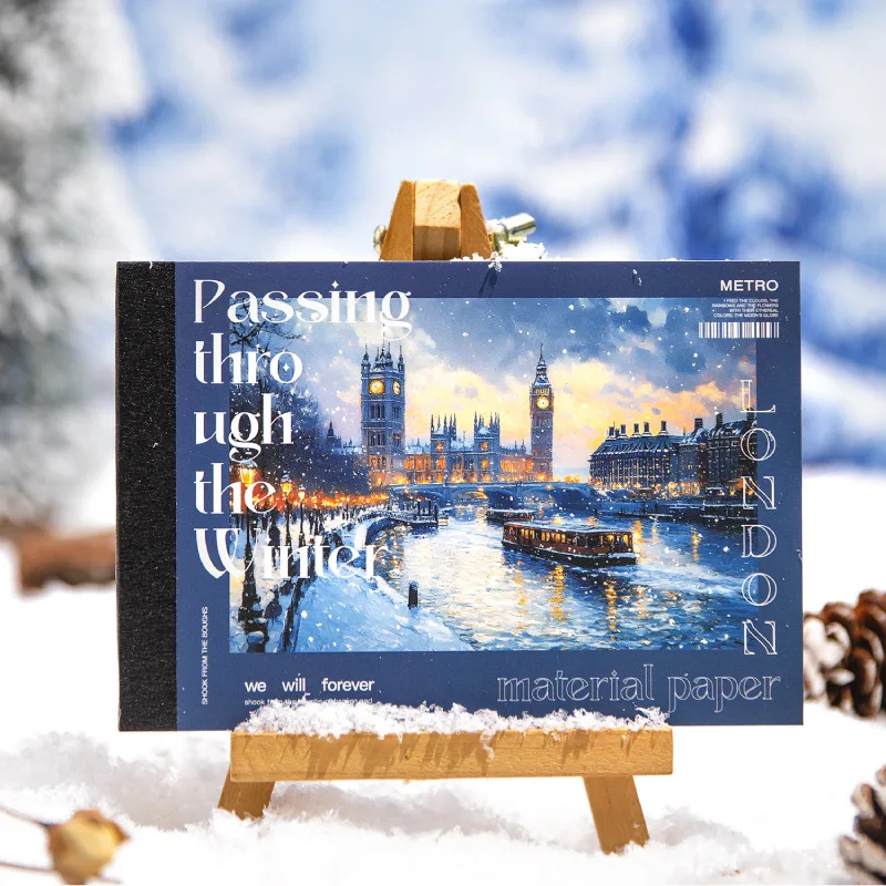 30-Sheet Winter Street Scene Themed Craft Paper, Perfect for Creative Decoration, Journaling & DIY Scene Collage