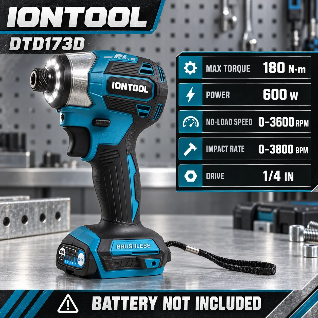 IONTOOL Handheld DTD173D Cordless Impact Driver 600W For Greenhouse Frame Build and Garden Shed Build and Wooden Deck Build