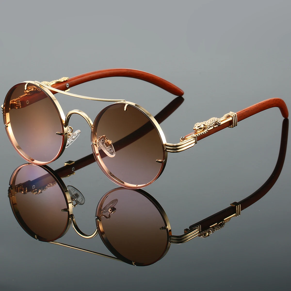 KAMMPT Retro okrągłe metalowe okulary przeciwsłoneczne moda Pilot gradientowe jazdy męskie odcienie damskie Vintage modny marka Design okulary przeciwsłoneczne