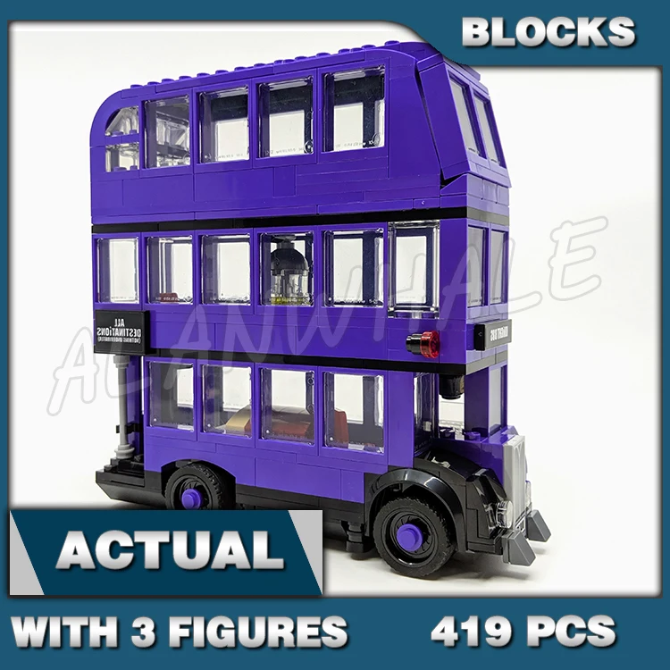 419pcs Magical World of Wizards The Knight Bus Purple Triple-decker 11342 Building Blocks toy Compatible With Model