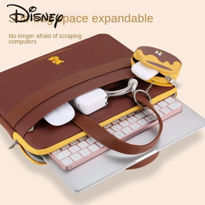 Disney Winnie Bear New Women's Computer Bag Fashionable High Quality Portable Laptop Bag Cartoon Casual Multi Functional Handbag