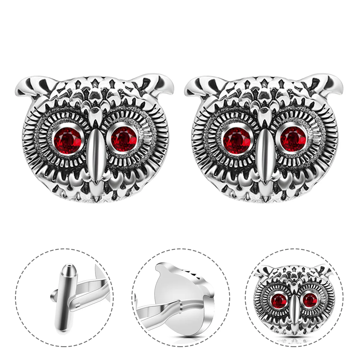 

Owl Cufflinks Covers Buttons Pocket Gadgets Arc Ring Watch Men Business Shirts Animal Suits European and American Man