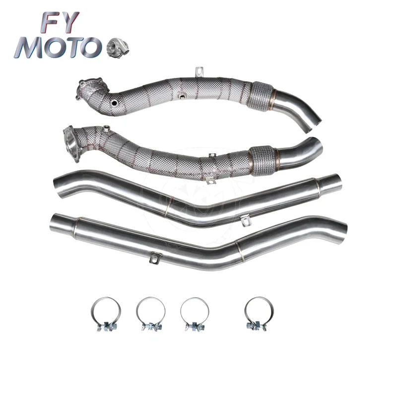 

For Audi S6 RS6 4G C7 RS7 Catless Downpipe + Front Pipe With Heat Shield