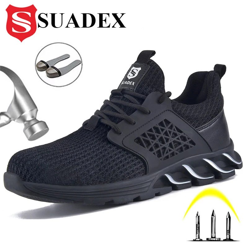 SUADEX-zapatos de seguridad transpirables para hombre, botas cómodas antideslizantes para exteriores, nuevo diseño, zapatillas informales a prueba