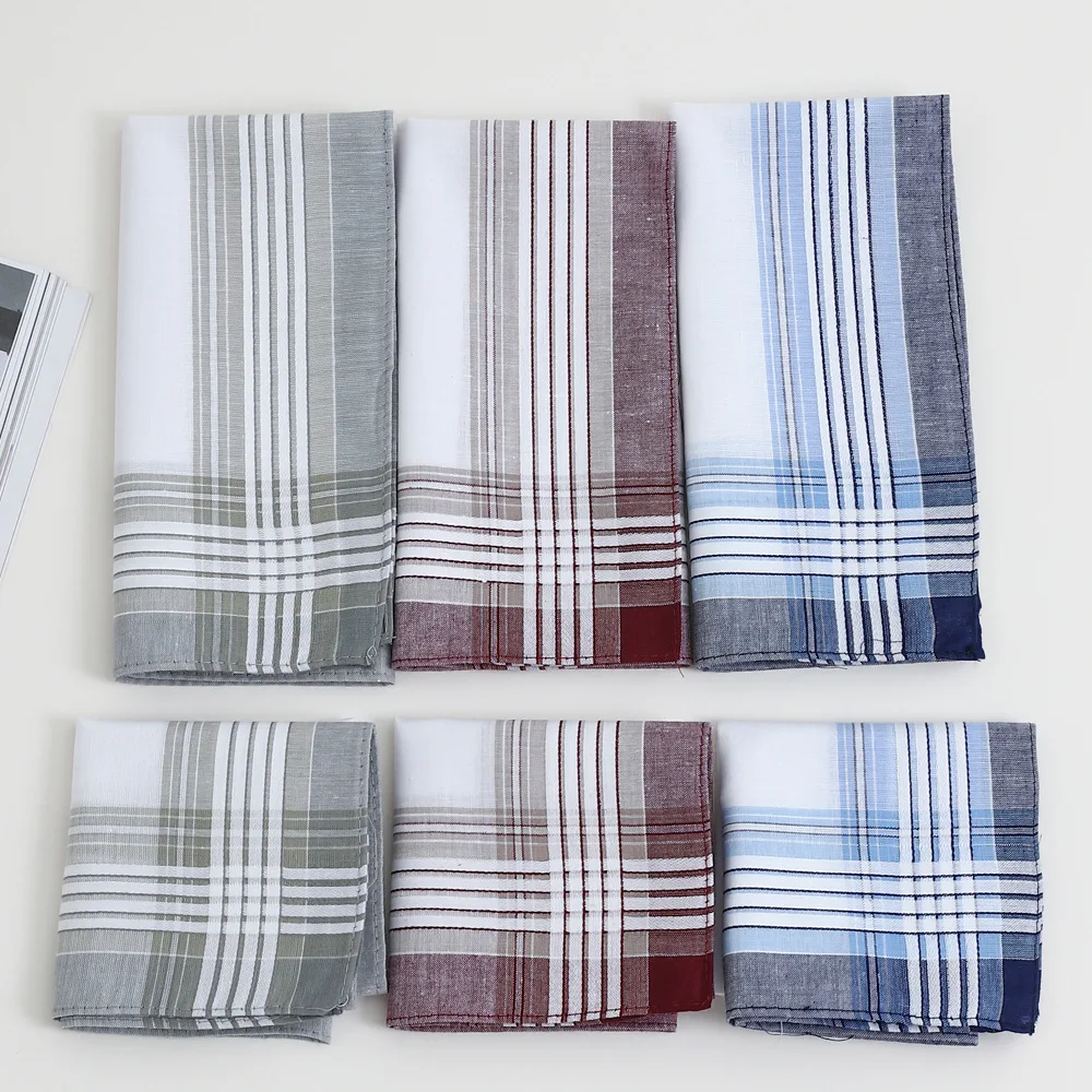 6/9/12 pezzi da uomo segmento scozzese fazzoletto da tasca asciugamano europeo e americano asciugamano in puro cotone color chiaro 40 cm