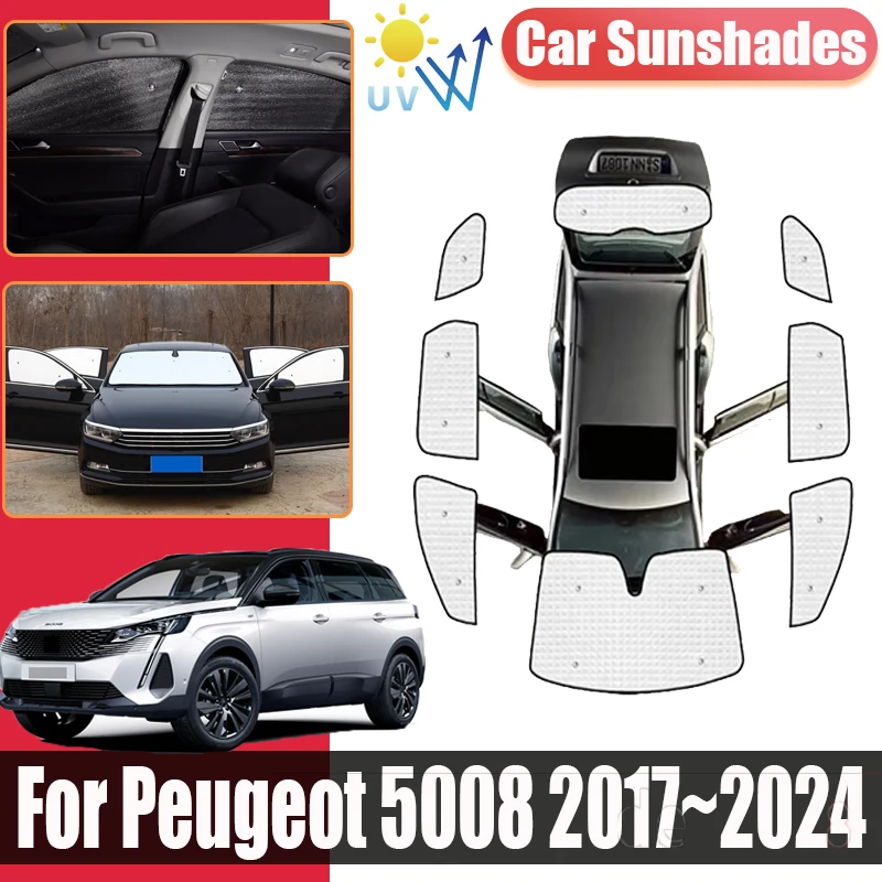 

For Peugeot 5008 Accessories 2017~2024 P87 Car Full Coverage Sun Shade Car Sunshades Anti-UV Privacy Blocks Visors Accessories