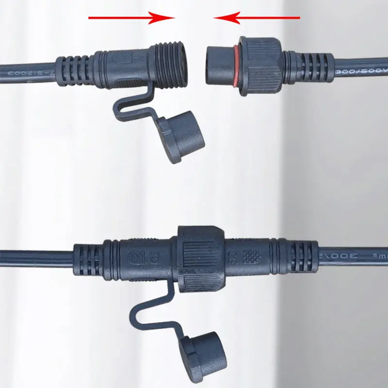 Male Female Extension Wire Connector IP68 2/3/4/5Pin 0.3/0.75/1.5 Square Plug Butt Cord Outdoor Waterproof LED Cable Connector