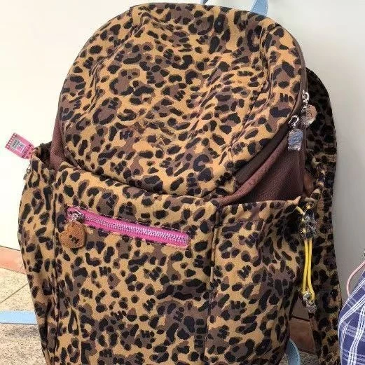

Luxury Leopard Print Backpack Vintage Korean Style Large School Bag High Aesthetic Ins Aesthetic Travel Rucksack for Women