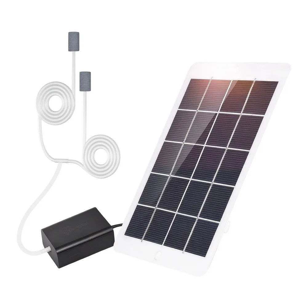 for Outdoor for Power Solution Aquarium Pump Air Diffuser Fish Tank Oxygenator 3W 5V for Solar Power Dual Air Stones Included