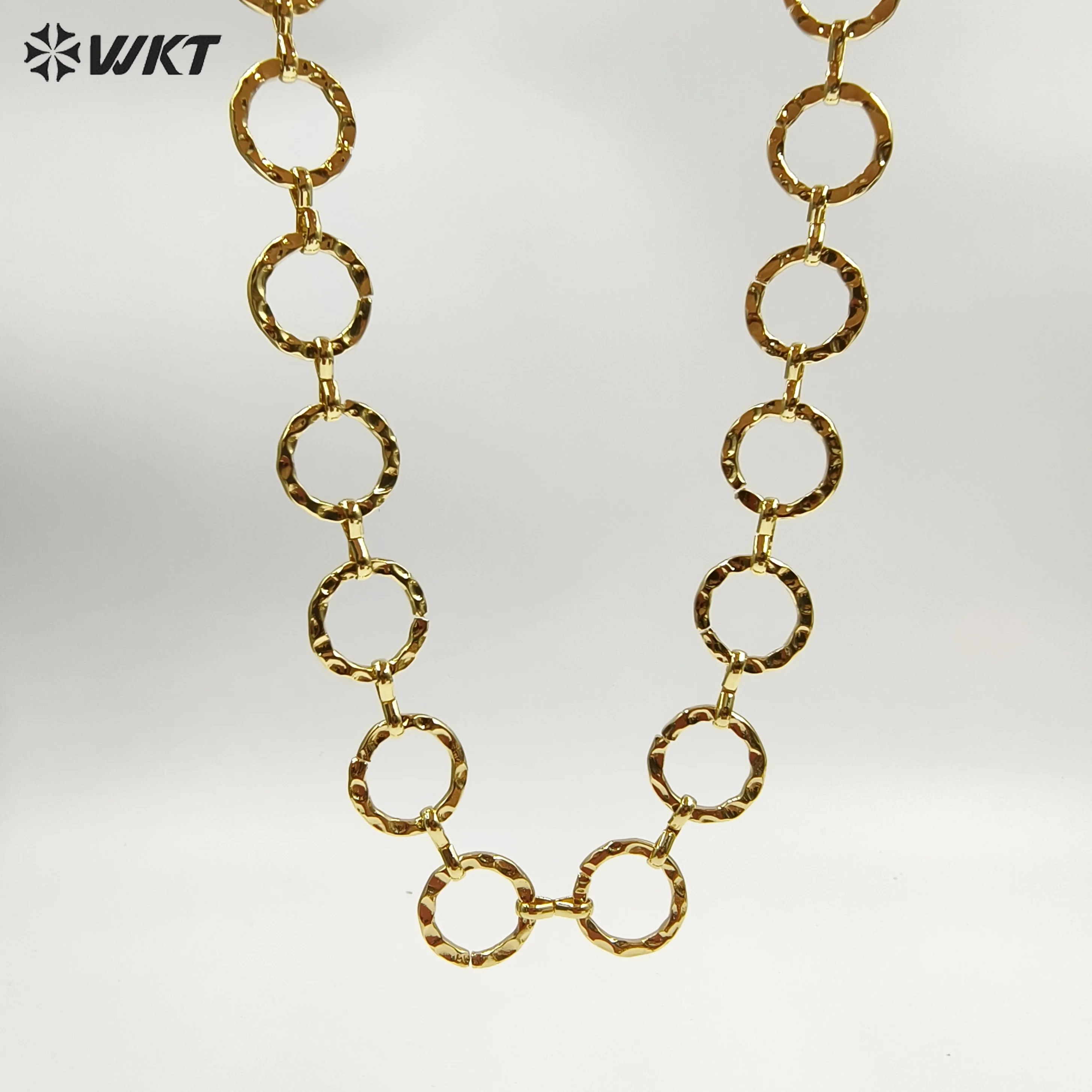 

WT-BC262 Высококачественная позолоченная желтая латунная цепочка, большой круглый круг, простой классический стиль для женского дизайна браслета