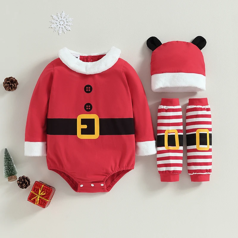 Toddler Boys Reindeer Costume Christmas Character Santa s Little Helper Reindeer Costume Jumpsuit Antler Hat Booties Sets