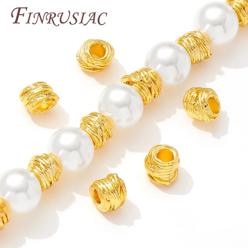 Spacer Beads 18K Real Gold Plated Bracelet Accessories Bead Separators DIY Jewelry Making Supplies Round Beads
