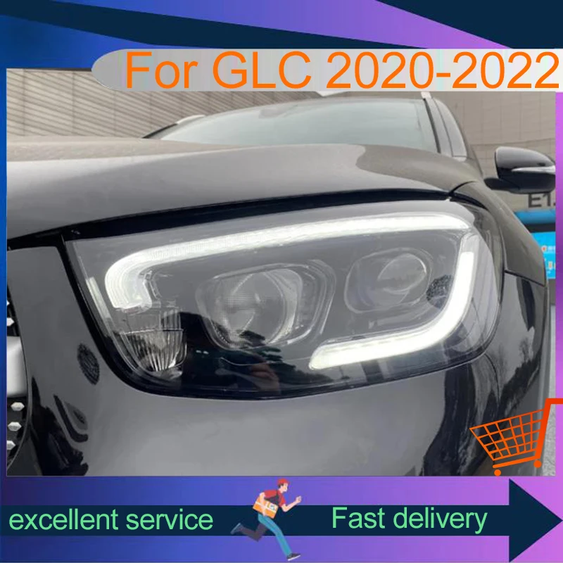 Headlight Styling FOR Benz GLC 2020 2021 2022 Front Projector Lens DRL Head Lamp Full LED Bulbs Car Stuff Auto Mobile Accessory