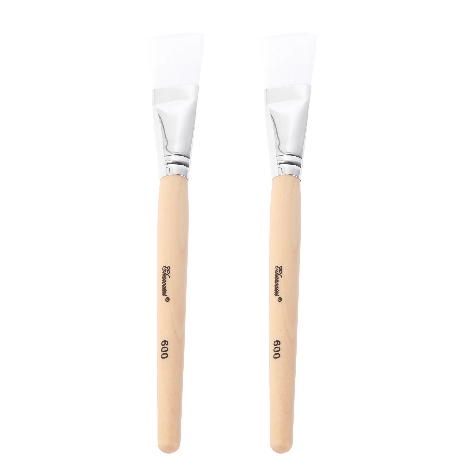 

2Pcs Face Mask Brush Wooden Handle Professional Facial Makeup Mask Applicator for Nose Eyes Lips Cheeks Smooth Even Coverage