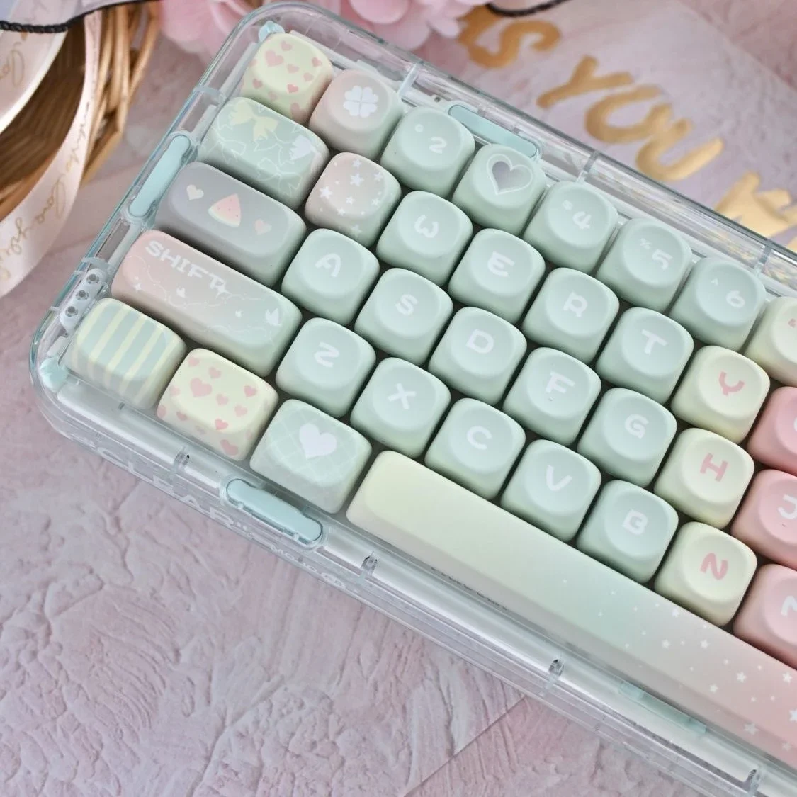 

melon keycap MOA highly fresh and cute girl full set of customized PBT hot sublimation mechanical keyboard keycaps