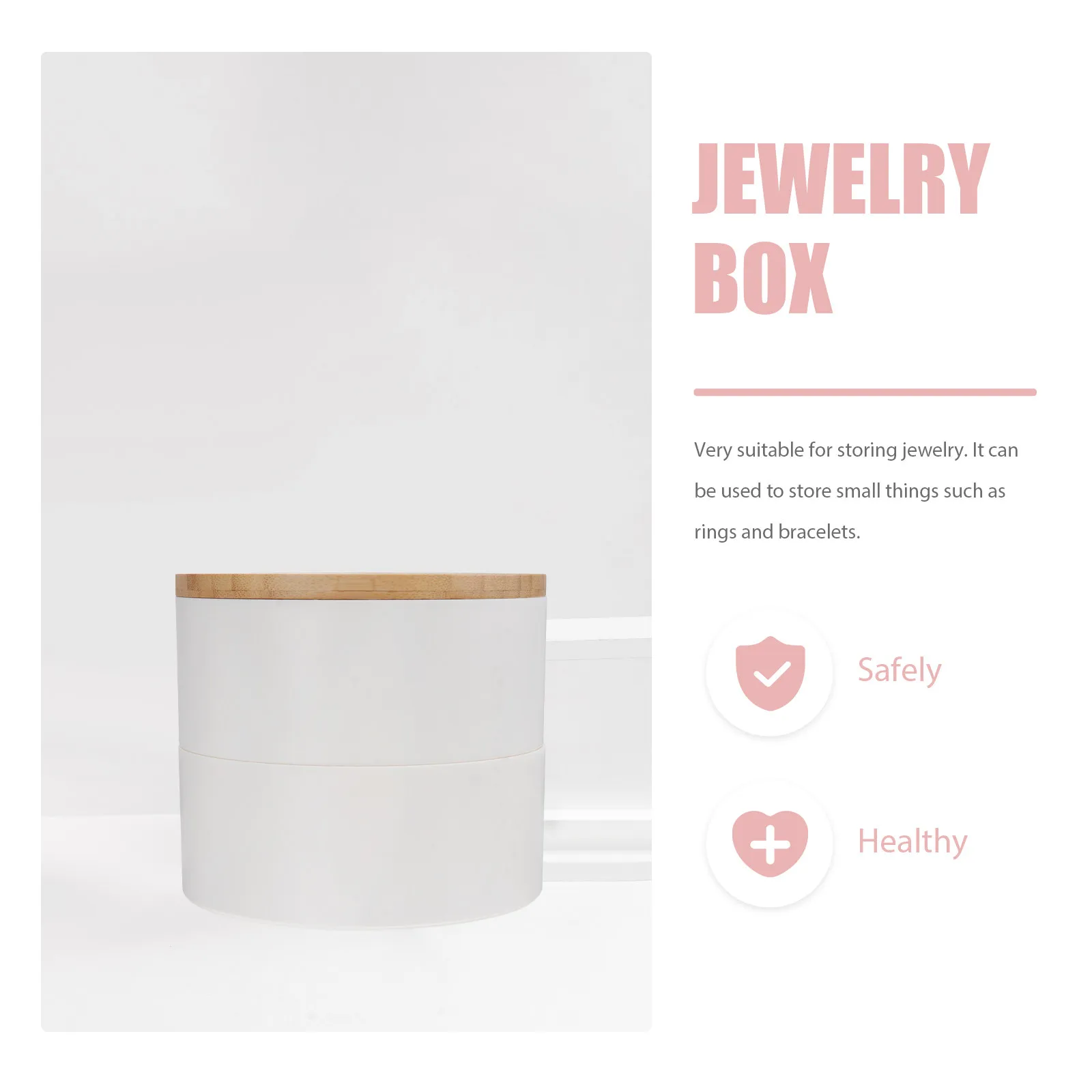 

1Pcs Jewelry Storage Box Bamboo Lid Multi-Layer Stackable Case for Rings Earrings Bracelets Necklace Organizer Holder