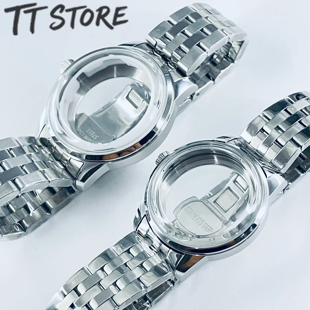Stainless Steel Watch Case 33MM/40MM Arch Glass Transparent Backcover Silver for NH35 NH38 Movement Cocktails Watch Accessories image 3