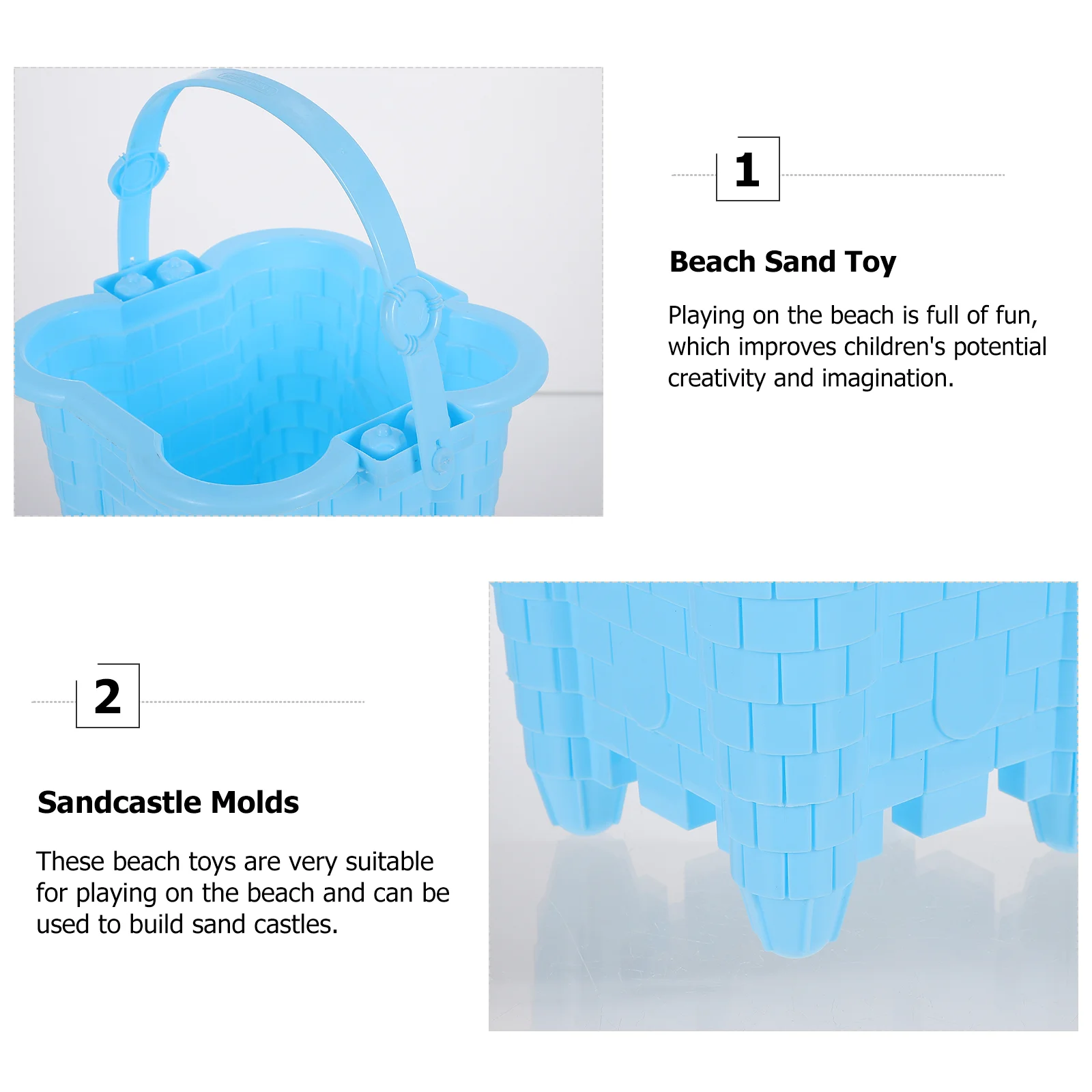 Cubo de cubo de castillo de arena para niños, molde de construcción de plástico creativo para playa, cubos pequeños, moldes de castillo de arena