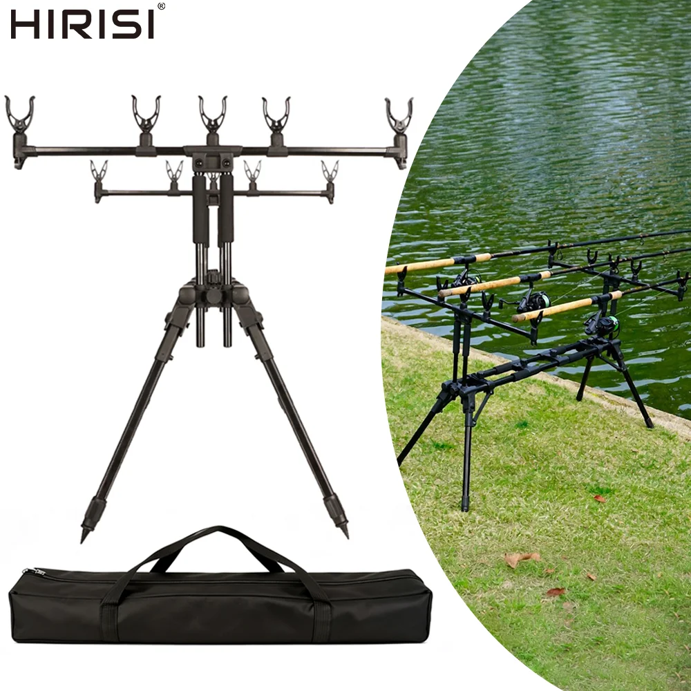 

Hirisi RP160 Adjustable 5-Rod Fishing Rod Stand 90-140cm Extendable Foldable Tripod 70cm Rod Holders Portable Shore Fishing Gear