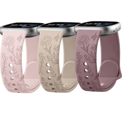 Soft Silicone Flower Engraved Strap For Fitbit Versa 3 4 Band Bracelet For Fitbit Versa Sense 2/Sense Watchband