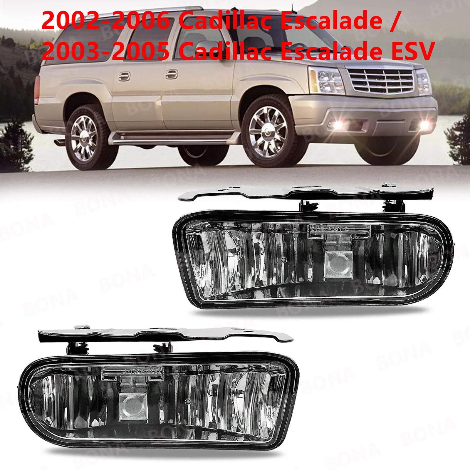 

2 pcs For Cadillac Escalade 2002-2006 Fog Lights Front Bumper Lamps Clear Lens Pair assembly high quality
