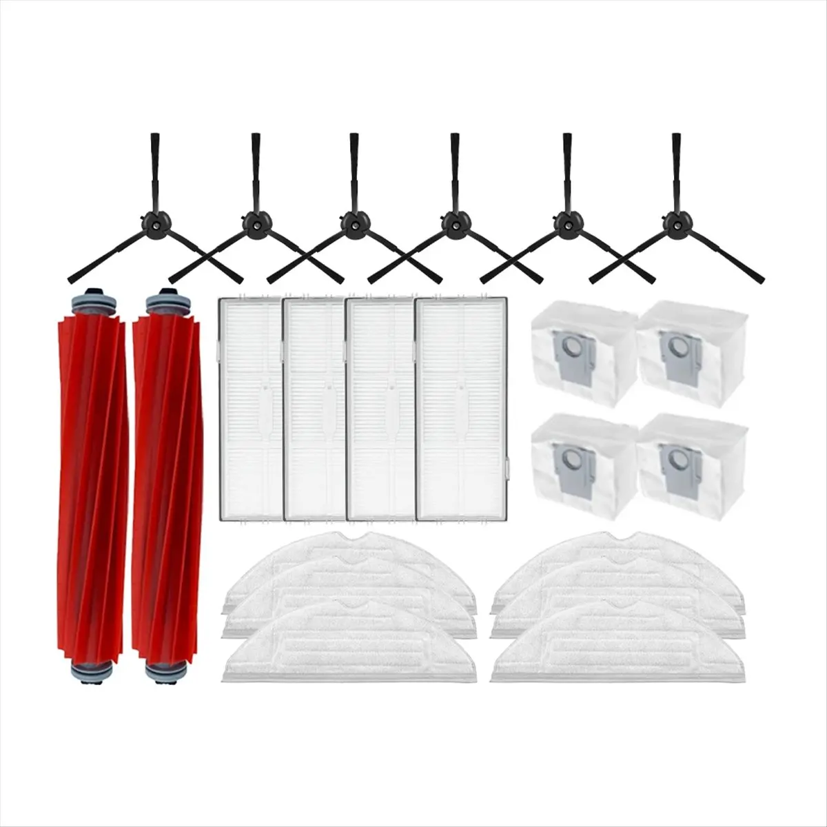 

Запчасти A51U для Roborock S7 Max Ultra Q100TSC: основной щеточный валик, боковая щетка, HEPA-фильтр, салфетка для влажной уборки, мешок для сбора пыли, аксессуары