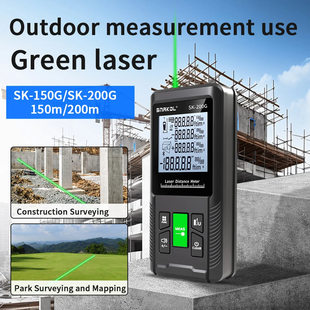 Snakol Laser Tape Measure 50/100/200M Laser Distance Meter Digital Rangefinder High Accuracy Roulette Multiple Electronic Ruler