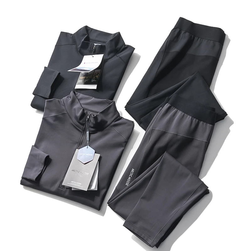High-End Fleece Lined Sports Fitness Warmth Set for Men Comfortable Breathable Base Layer Clothing Inner Wear Home Clothes