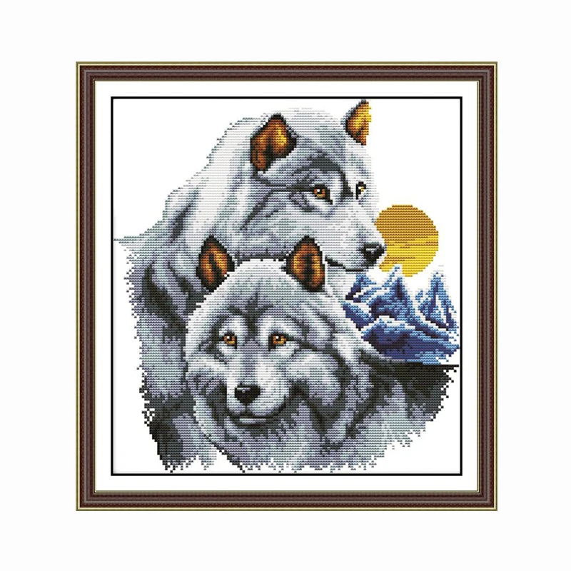 الأبدية الحب الذئب عيد الميلاد عبر عدة خياطة القطن البيئي مختوم 14ct متجر جديد ترويج المبيعات التطريز ديكور المنزل