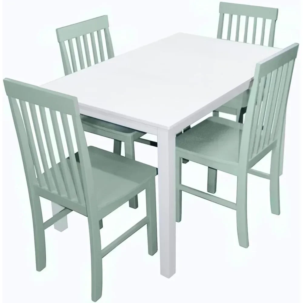 Postmodern 4-person Dining Table, 4-seat Dining Room, 6-seat White And Sage Green Portable Folding Table, 40 Inch Furniture