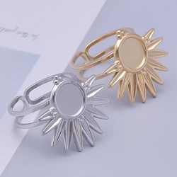 Double Layered Half Sun Charm Ring Fit DIY Stone Crystal Yourself Stainless Steel Open Adjustable Rings For Women Men's Jewelry