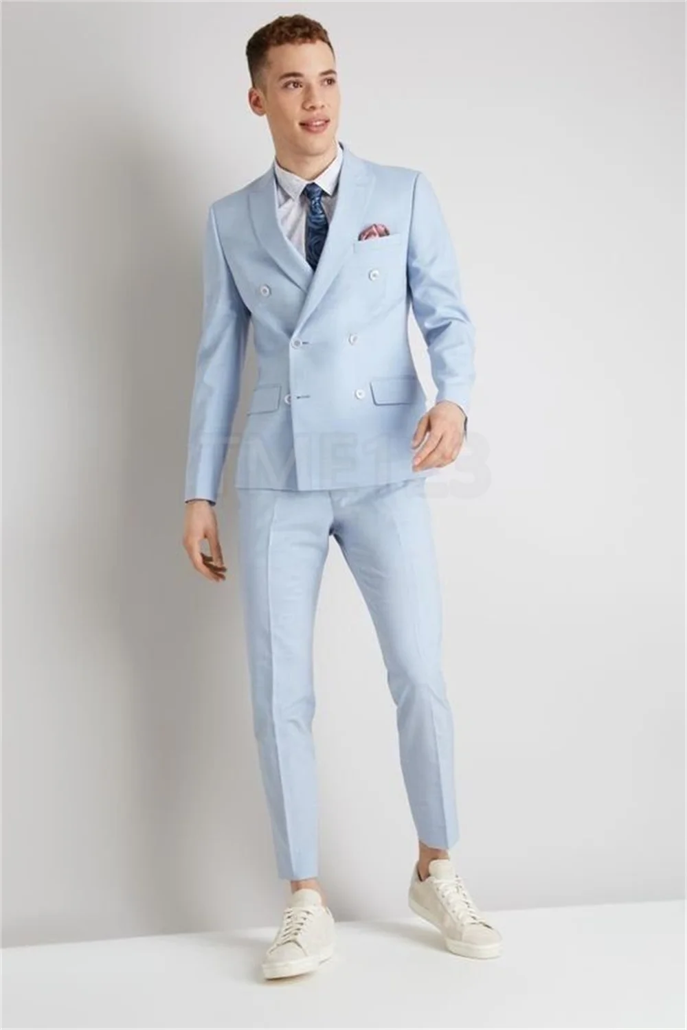 

Custom Made Sky Blue Coat Pants Mens Wedding Suits Business Man Blazers Bridegroom Blazer Groom Tuxedos Costume Homme