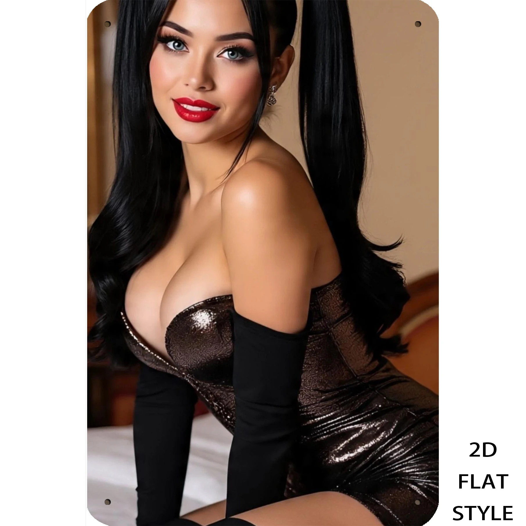 

Vintage Metal Wall Art - 2D Flat 8x12 Inch Retro Black Hair Gold Cape Iron Sign, Pre-Drilled for Theme Room Cave Decor