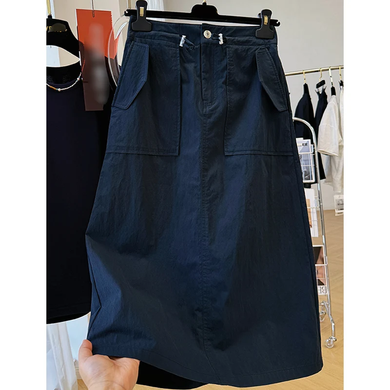 

Summer New Casual A-Line Workwear Skirt Women High Waist Long Thin Unique Sli Knee-Covering Skirts Faionable