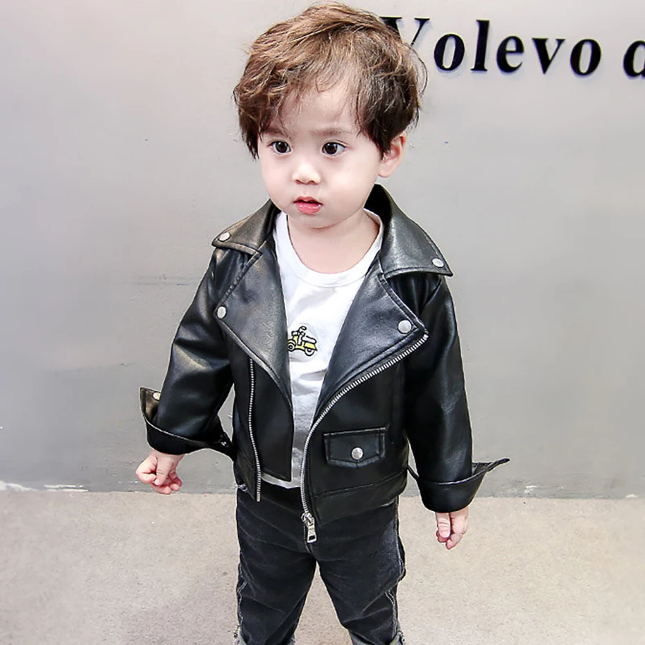 Boy Leather Jacket Solid Color Jacket Outerwear For BOy Girl High Quality Jacket Coat Kids Todler Baby Boy Girl CLothes