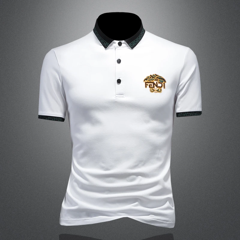 

Мужская футболка с вышивкой, повседневная, молодежная, летняя, новая, легкая, люксовая, для бизнес-кэжуал стиля